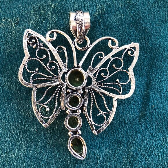 925 Sterling Citrine Butterfly Pendant - Picture 5 of 5